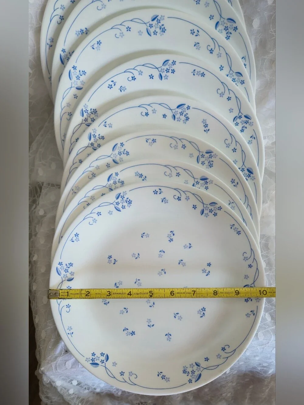 Vintage Corelle PROVINCIAL BLUE Classic Floral Dinner Plate Blue/White SET / 10